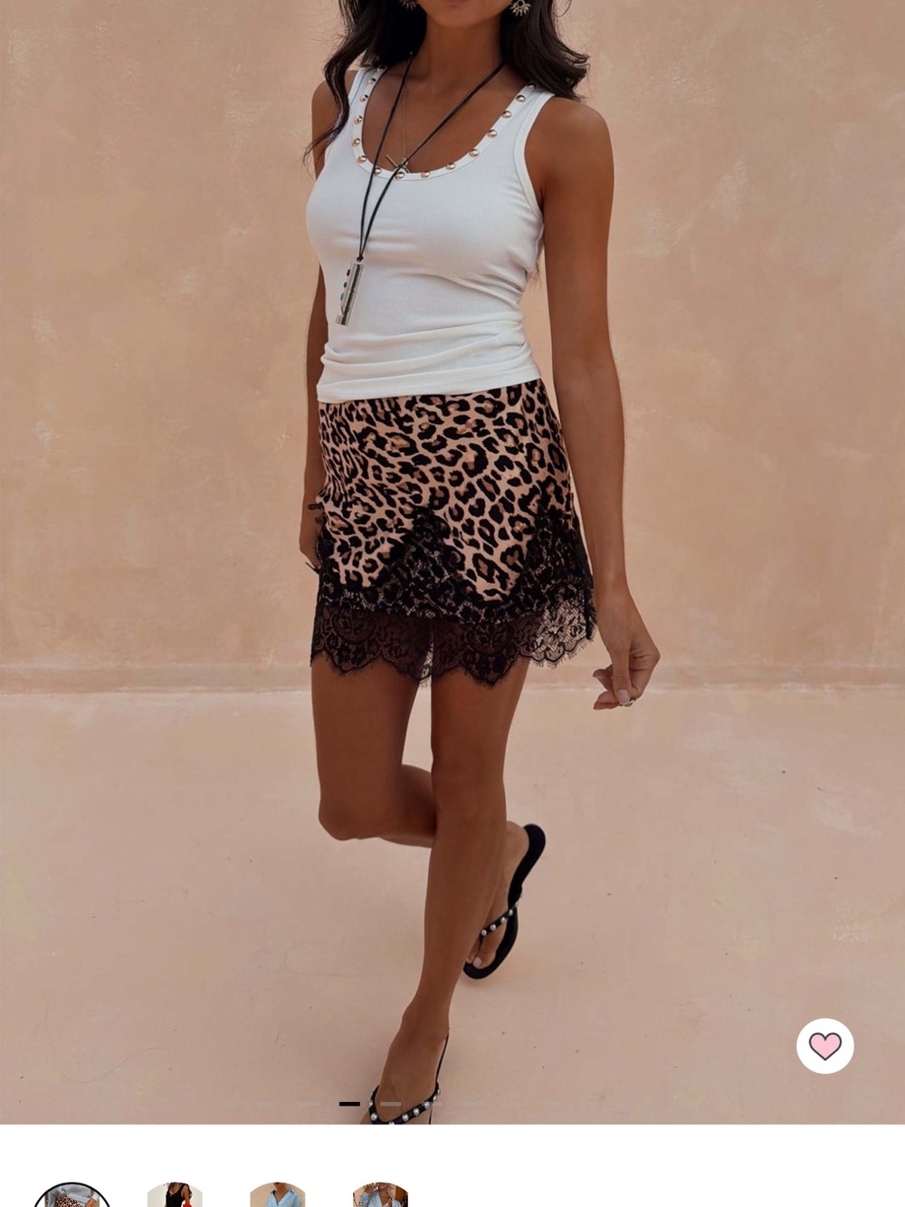Never Fully Dressed Leopard Print Mini Skirt with Black Lace Trim - Picture 3 of 3